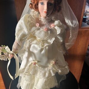 Elegant Bridal Doll with Lace and Roses